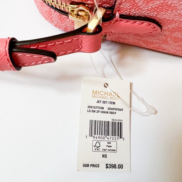 Michael Kors Jet Set Item East West Chain Shoulder Crossbody Bag MK Grapefruit - Picture 10 of 10